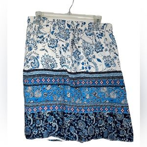 Loft Printed Blue Skirt Mini Knee Length